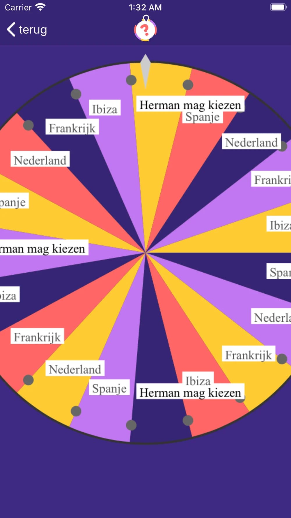 The wheel spinning