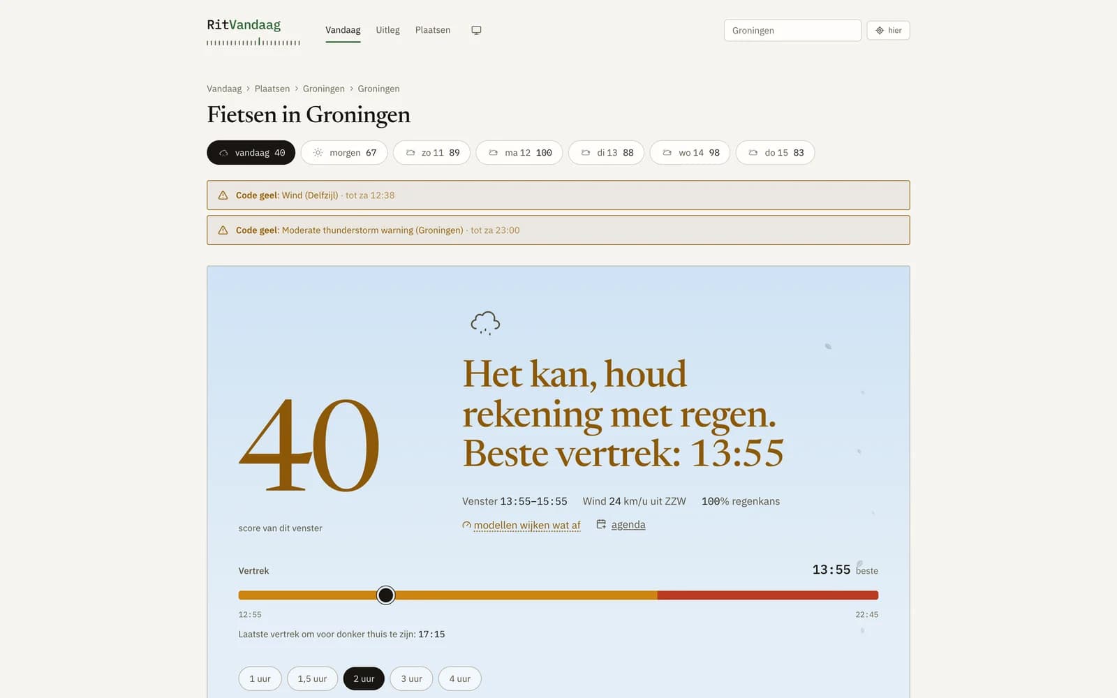 Groningen: ride score and best time to leave