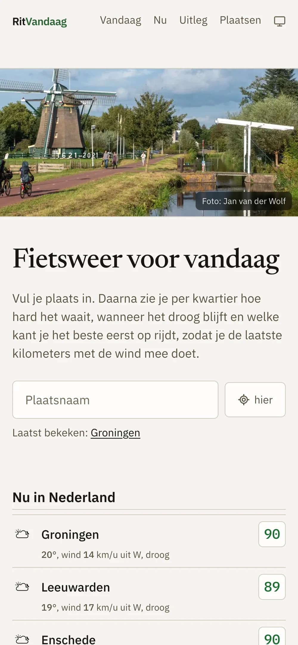 Front page on a phone