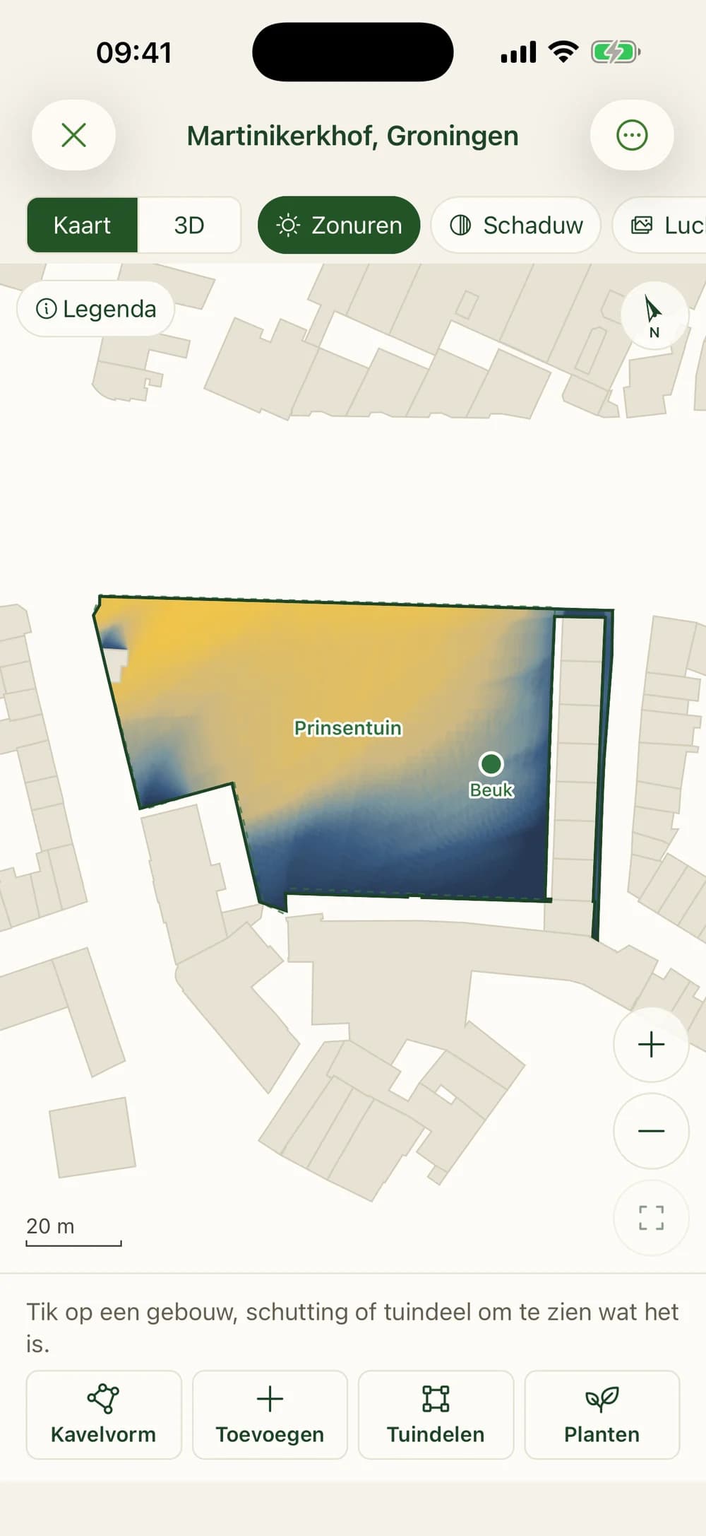 Garden editor with plot shape, garden sections and plants